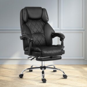 Artiss Executive Office Chair Leather Footrest Black product image