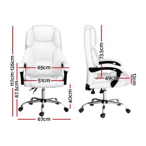 Artiss Executive Office Chair Leather Recliner White Product Image