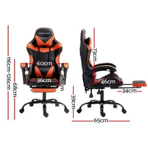 Artiss Gaming Office Chair Executive Computer Leather Chairs Footrest Orange Product Image