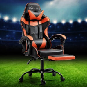 Artiss Gaming Office Chair Executive Computer Leather Chairs Footrest Orange product image