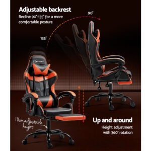 Artiss Gaming Office Chair Executive Computer Leather Chairs Footrest Orange Product Image