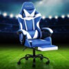 Artiss Gaming Office Chair Executive Computer Leather Chairs Footrest Blue White Product Image