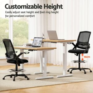 Artiss Office Chair Drafting Stool Mesh Chairs Black Product Image