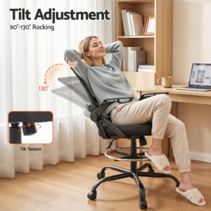 Artiss Office Chair Drafting Stool Mesh Chairs Black Product Image
