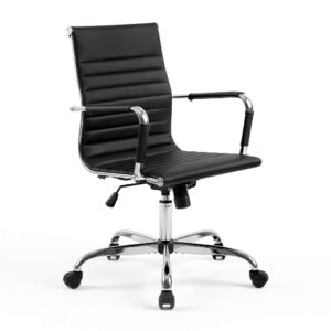 Artiss Office Chair Conference Chairs PU Leather Mid Back Black product image