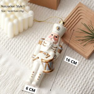 Nutcracker shaped Creative Festive Hanging Ornaments displayed on a green Christmas tree branch