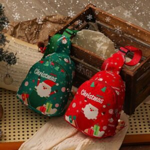 Merry Christmas Mini Gift Pouch, Red Santa Treat Bag, Portable Storage Pouch For Xmas Eve Apple &Amp; Tiny Presents