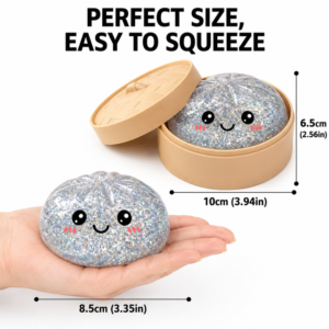 Steamed Bun Squishy Toy With Steamer Basket - Purple Glitter – Great Shop Steamed Bun Squishy