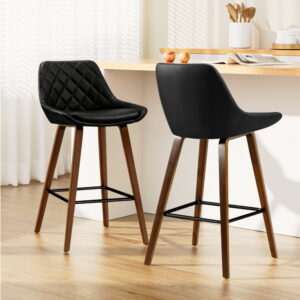 Artiss 2x Bar Stools PU Seat Wooden product image