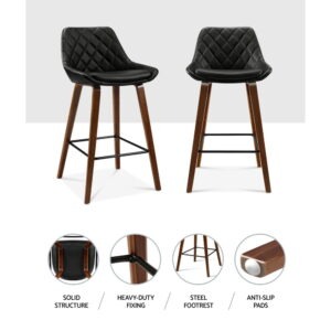Artiss 2X Bar Stools | Pu Seat Wooden – Great Shop Artiss 2X Bar Stools Pu Seat Wooden Product Image