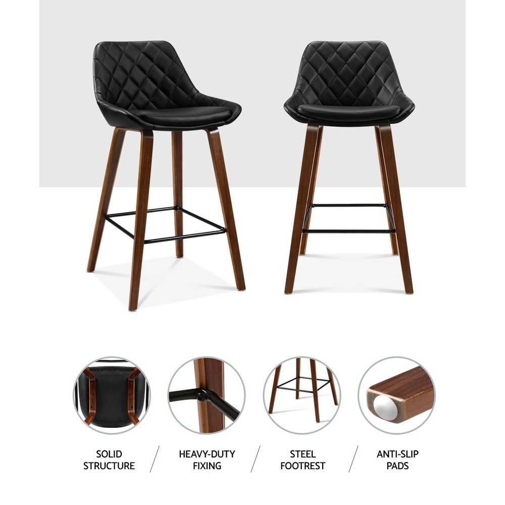 Artiss 2X Bar Stools | Pu Seat Wooden – Great Shop Artiss 2X Bar Stools Pu Seat Wooden Product Image