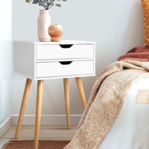 Artiss Bedside Table 2 Drawers - BODIE White product image