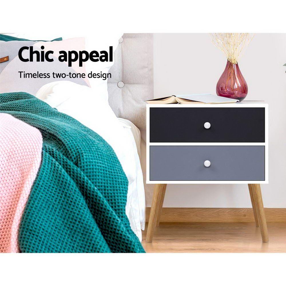 Artiss Bonds White Bedside Table With 2 Drawers – Great Shop Artiss Bedside Table 2 Drawers - Bonds White Product Image