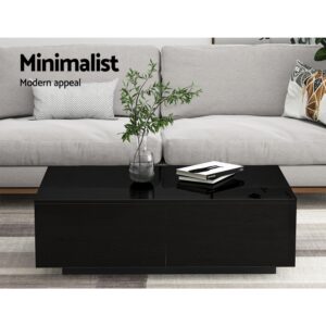 Artiss Coffee Table 4 Drawers Black Trevi Product Image