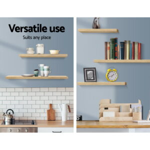 Artiss Floating Wall Shelf Set Of 3 Oak Product Image