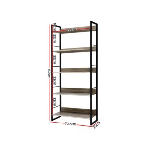 Artiss Bookshelf 5 Tiers - Noe Black And Oak Product Image
