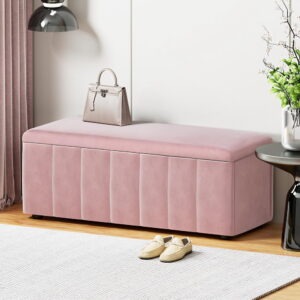 Artiss Storage Ottoman Blanket Box 103cm Velvet Pink product image