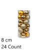 24 Pieces Plastic Electroplated Festive Decor Spheres, Gold 8Cm Shiny Balls To Beautify Christmas Tr Product Image