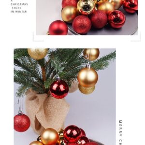 24Pcs Plastic Electroplated Xmas Decor Hangings, Rose Red 8Cm Glossy Baubles To Enhance Christmas Tr Product Image