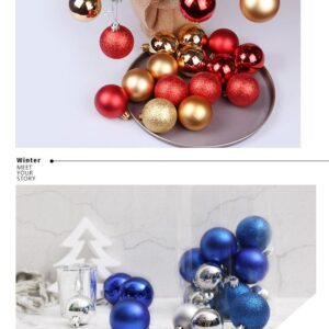 24Pcs Plastic Electroplated Xmas Decor Hangings, Rose Red 8Cm Glossy Baubles To Enhance Christmas Tr Product Image